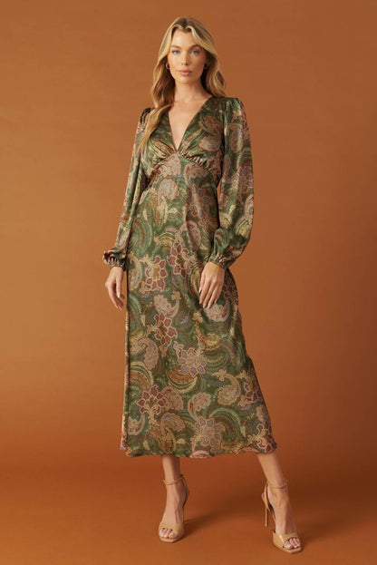 STICK SEASON WOVEN MIDI DRESS Flying Tomato
