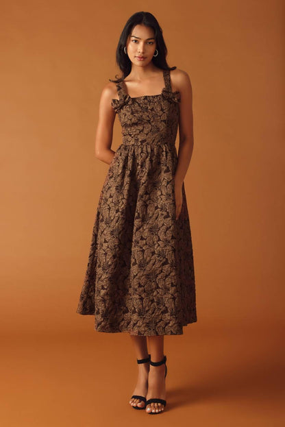 LOST IN TIME WOVEN MIDI DRESS Flying Tomato