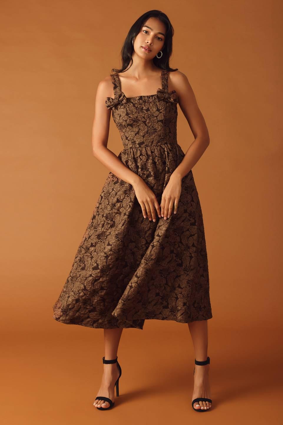 LOST IN TIME WOVEN MIDI DRESS Flying Tomato