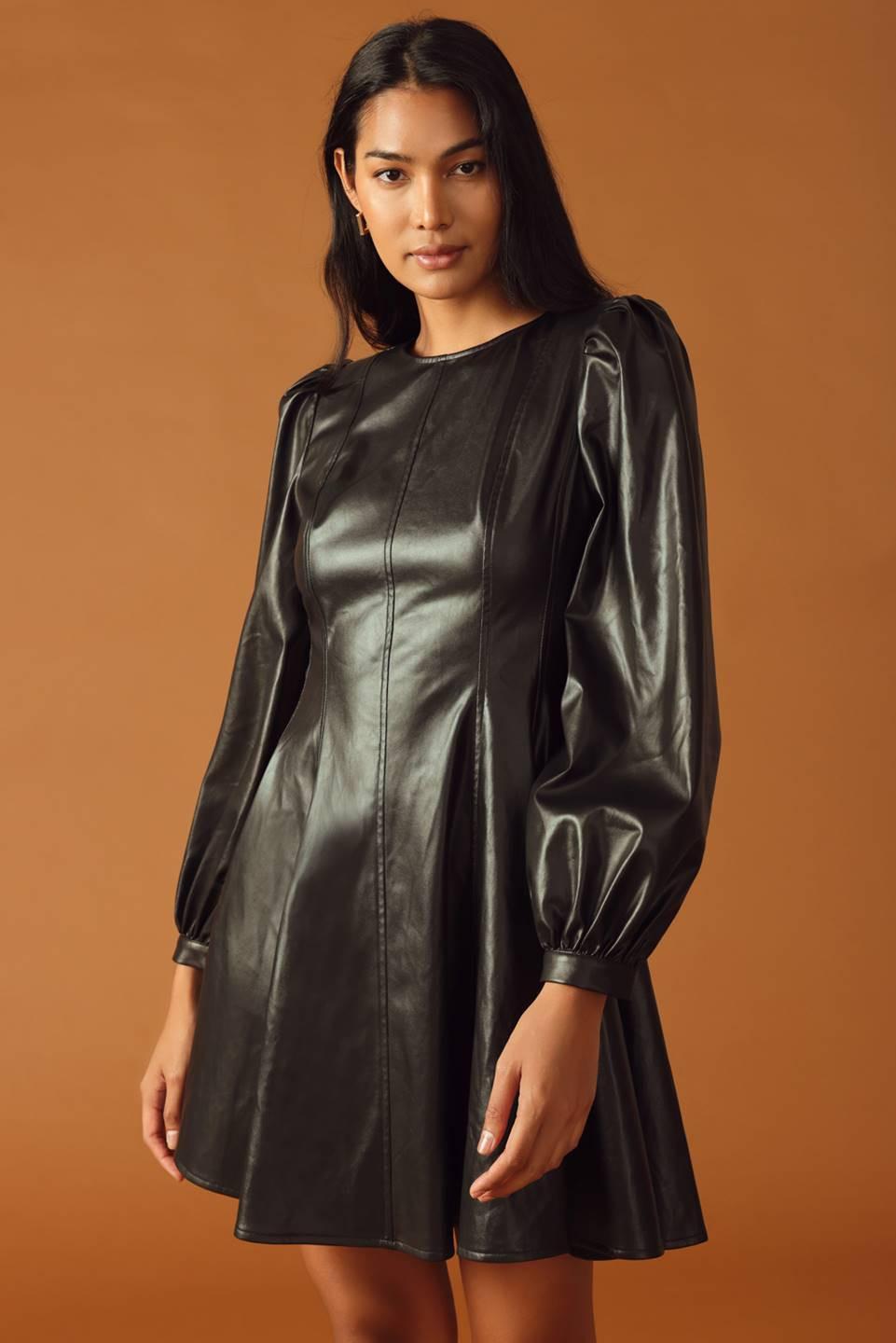 CHANGE OF PACE FAUX LEATHER MINI DRESS Flying Tomato