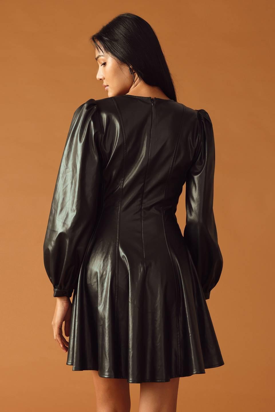 CHANGE OF PACE FAUX LEATHER MINI DRESS Flying Tomato
