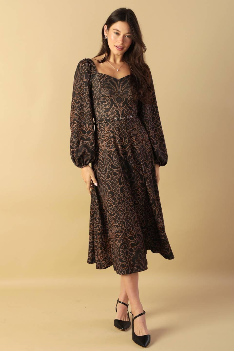 RUSTIC ALLURE WOVEN MIDI DRESS Flying Tomato