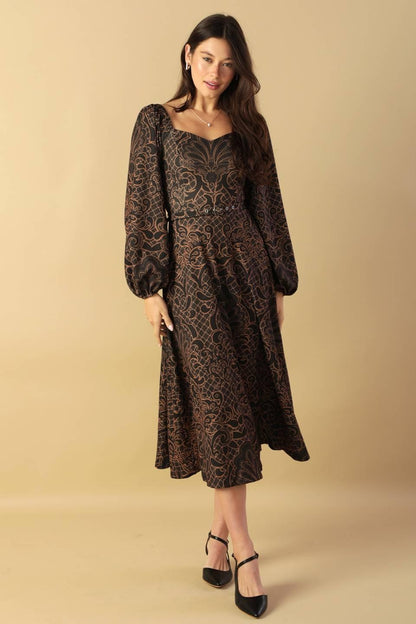 RUSTIC ALLURE WOVEN MIDI DRESS Flying Tomato