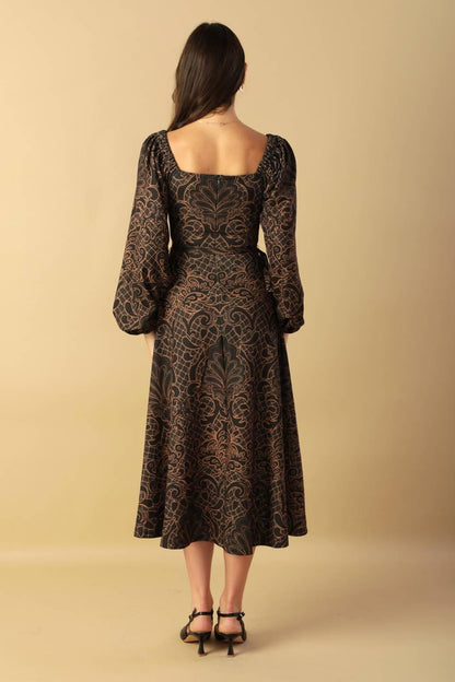 RUSTIC ALLURE WOVEN MIDI DRESS Flying Tomato