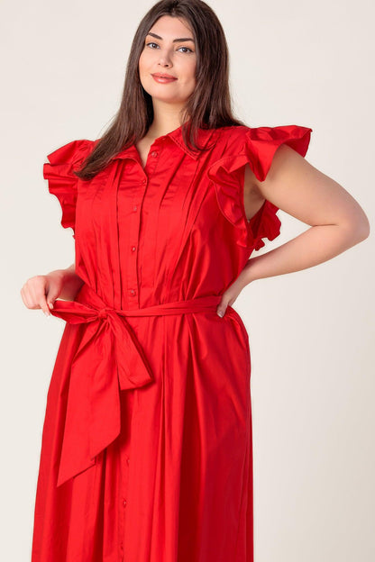 GLIMPSE IN TIME WOVEN MIDI DRESS Flying Tomato