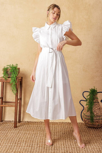 GLIMPSE IN TIME WOVEN MIDI DRESS Flying Tomato