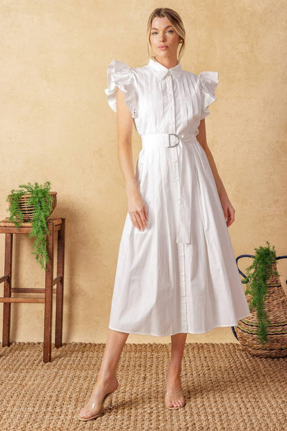 GLIMPSE IN TIME WOVEN MIDI DRESS Flying Tomato