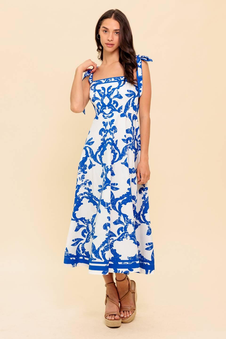 ADAIR PASSPORT TO THE SUN WOVEN MIDI DRESS Flying Tomato
