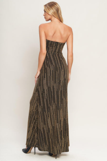SACRED PROMISES METALLIC WOVEN MAXI DRESS Flying Tomato