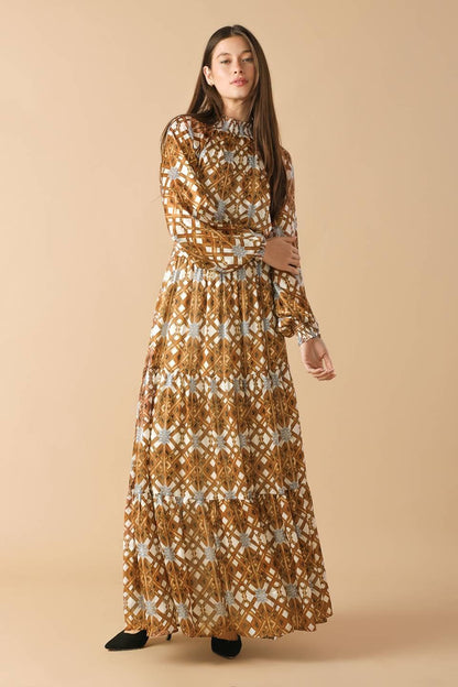 CELESTIAL CASCADE WOVEN MAXI DRESS Flying Tomato