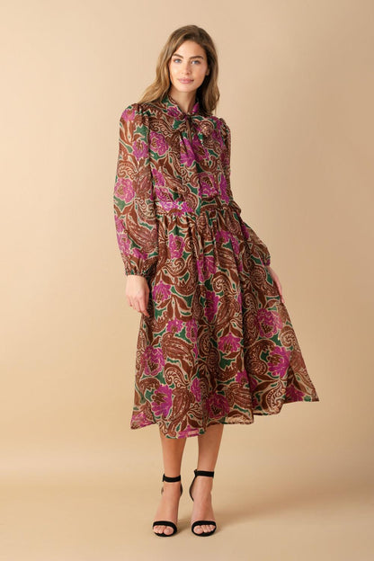 DRIFTING THOUGHTS WOVEN MIDI DRESS Flying Tomato