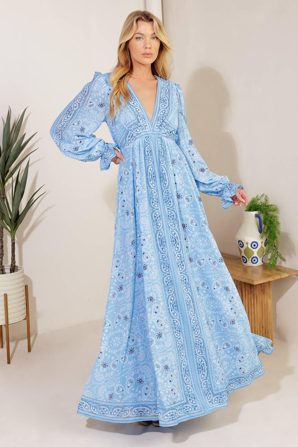RIPPLES OF TIME WOVEN MAXI DRESS Flying Tomato