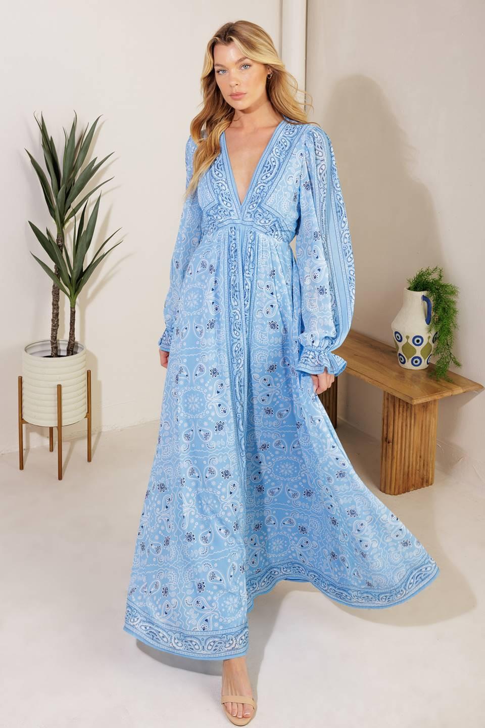 RIPPLES OF TIME WOVEN MAXI DRESS Flying Tomato