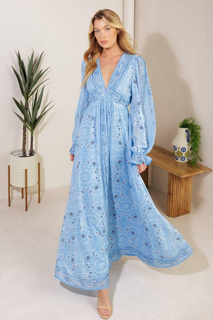 RIPPLES OF TIME WOVEN MAXI DRESS Flying Tomato