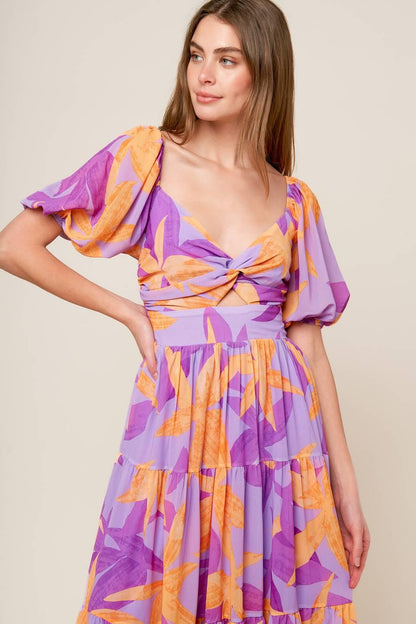 BLOOMING BRUNCH WOVEN MIDI DRESS Flying Tomato