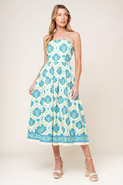 THRIVING POISE WOVEN MIDI DRESS Flying Tomato