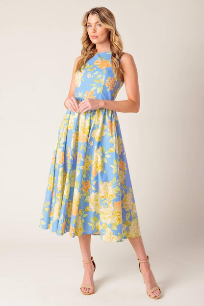 LIKE MAGIC POWDER BLUE WOVEN MIDI DRESS Flying Tomato