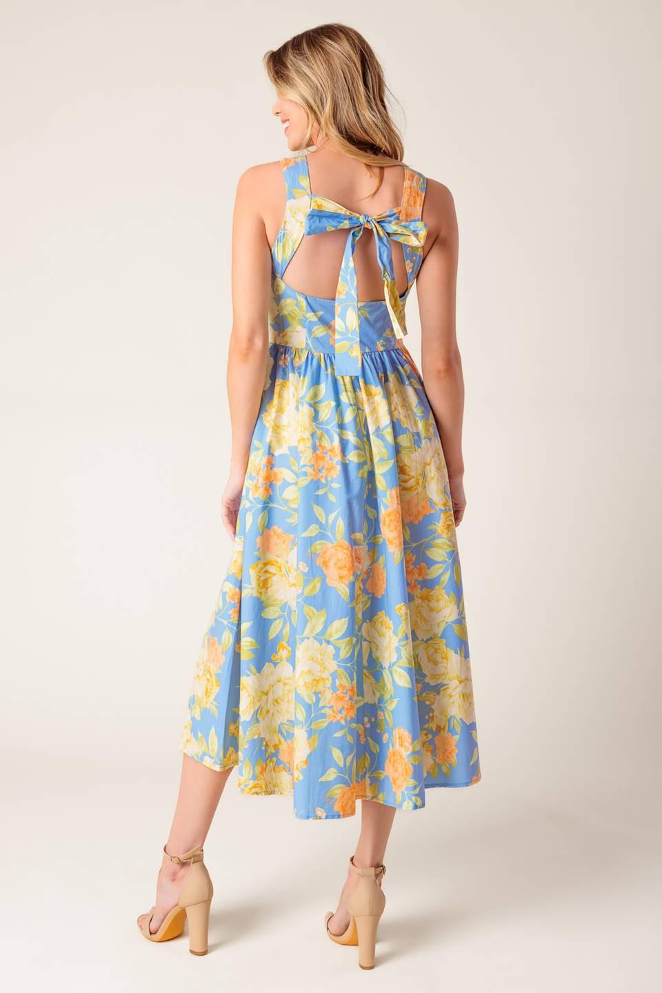 LIKE MAGIC POWDER BLUE WOVEN MIDI DRESS Flying Tomato