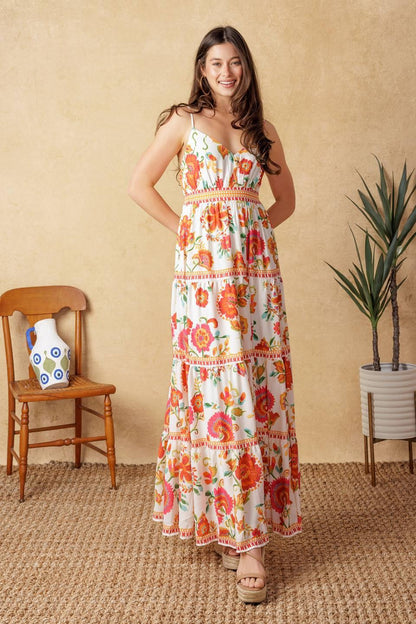 EASY ON ME IVORY RED MIDI DRESS Flying Tomato