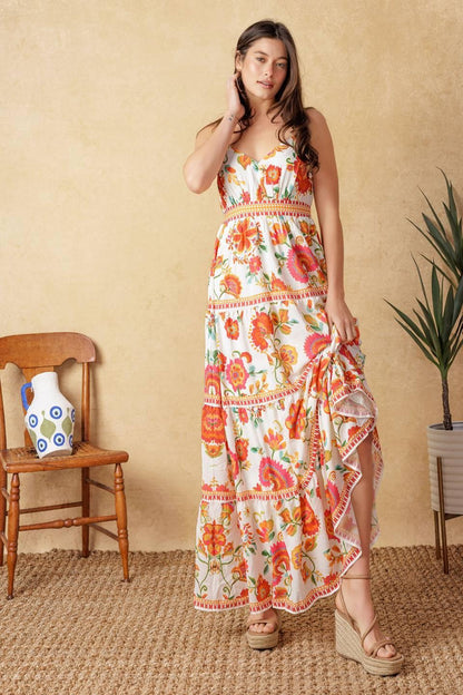 EASY ON ME IVORY RED MIDI DRESS Flying Tomato