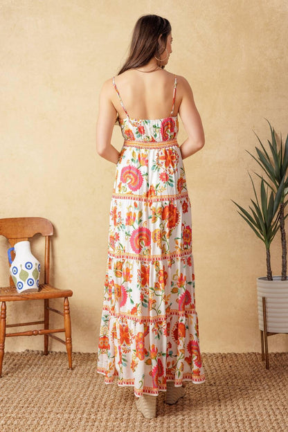 EASY ON ME IVORY RED MIDI DRESS Flying Tomato