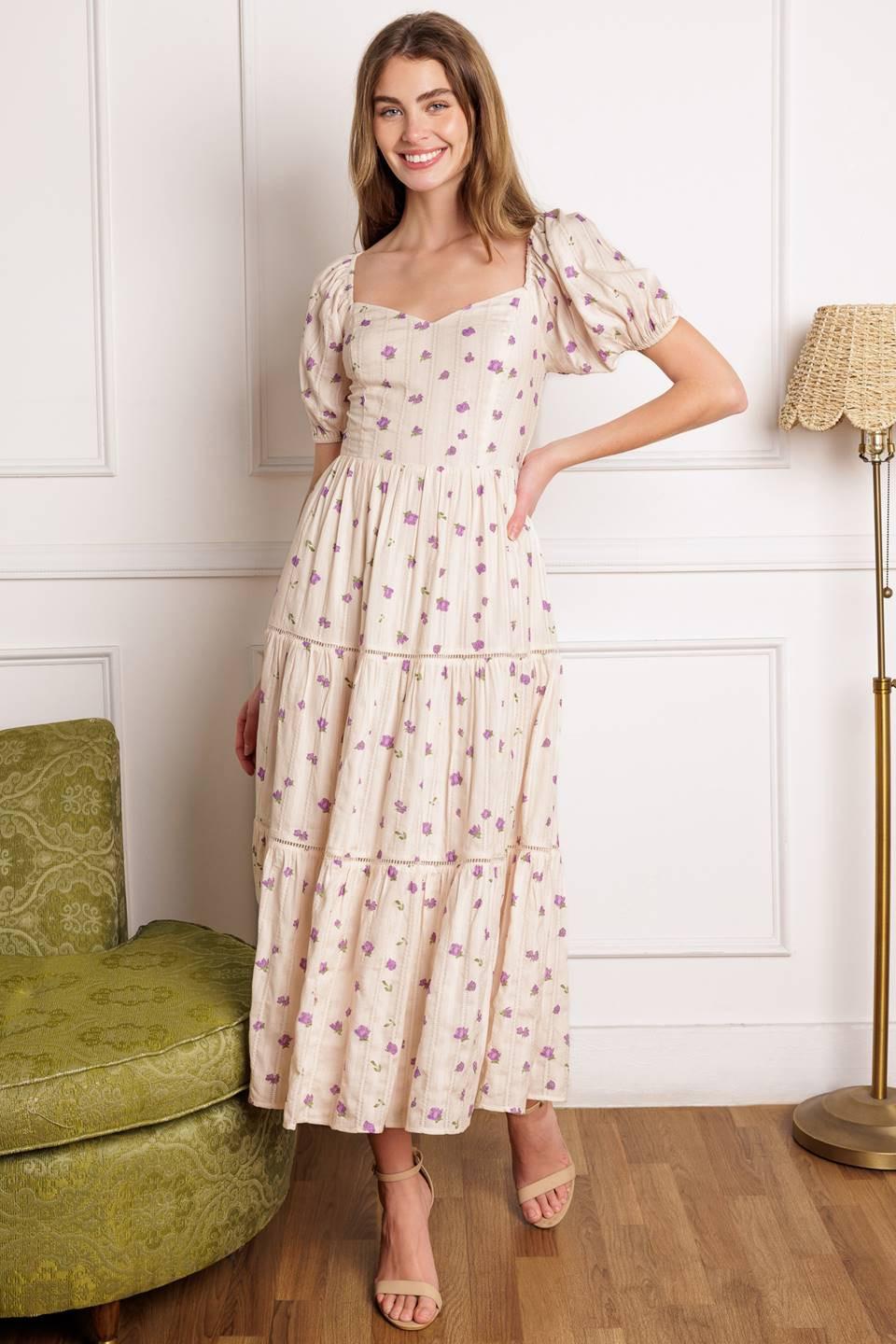 SUNSET GAZING WOVEN MIDI DRESS Flying Tomato