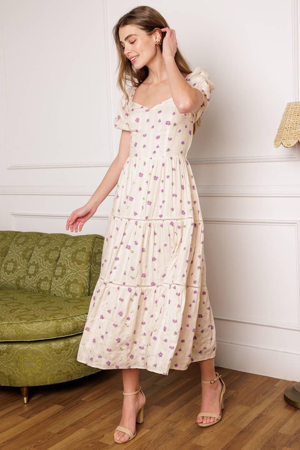 SUNSET GAZING WOVEN MIDI DRESS Flying Tomato