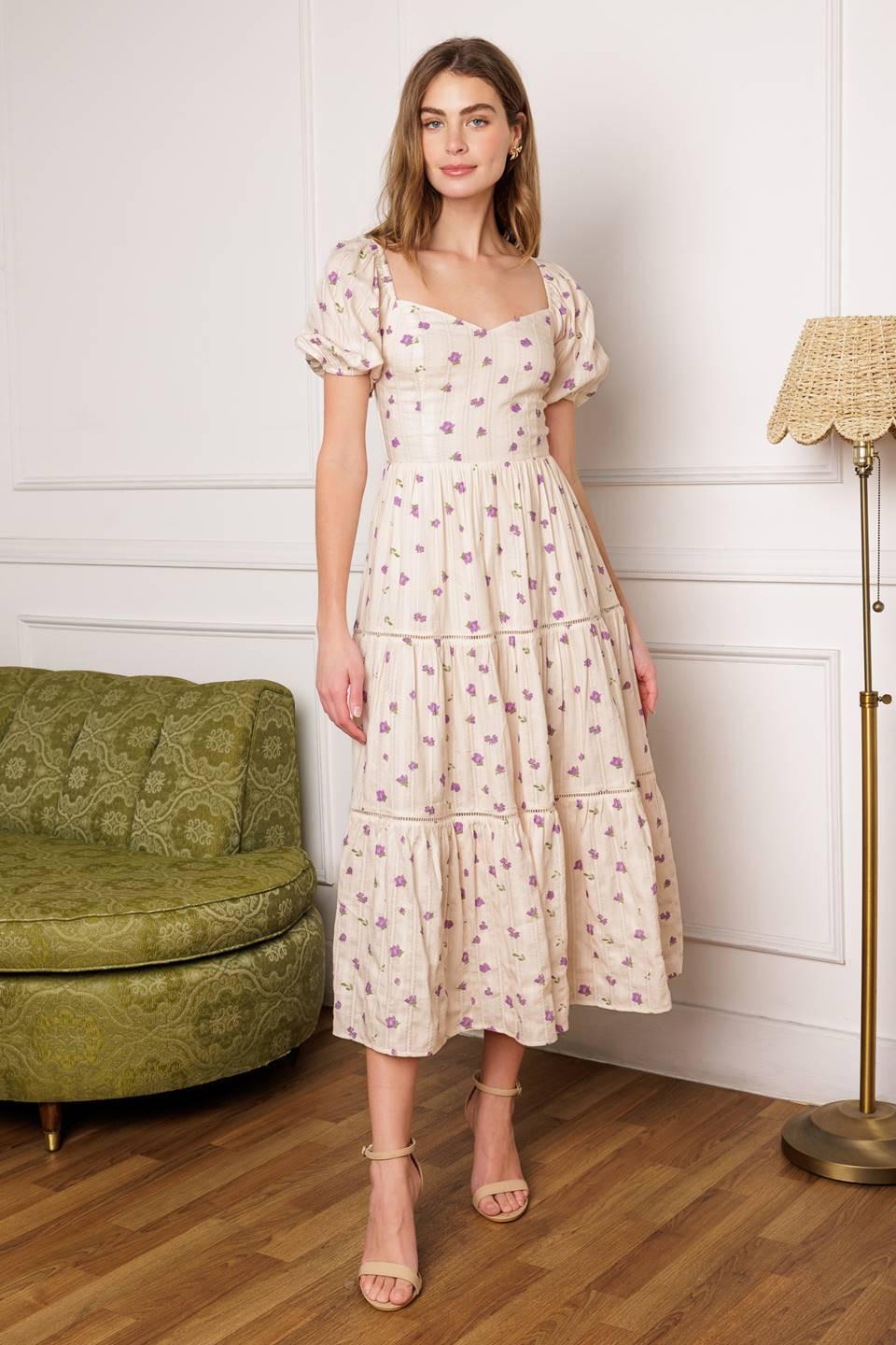 SUNSET GAZING WOVEN MIDI DRESS Flying Tomato
