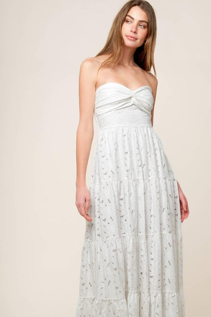 WISHING WELL WHITE WOVEN LACE MAXI DRESS Flying Tomato