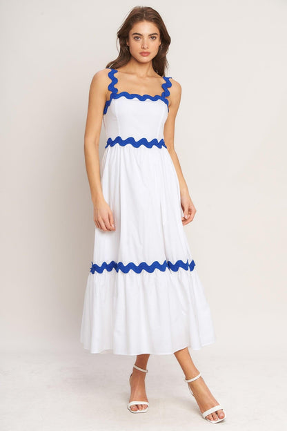 SANTORINI WAVES WOVEN MIDI DRESS Flying Tomato