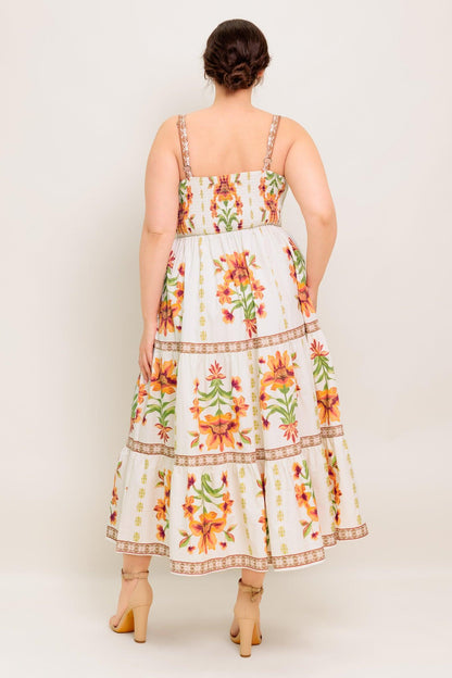LOVELIEST MUSE IVORY WOVEN MIDI DRESS Flying Tomato