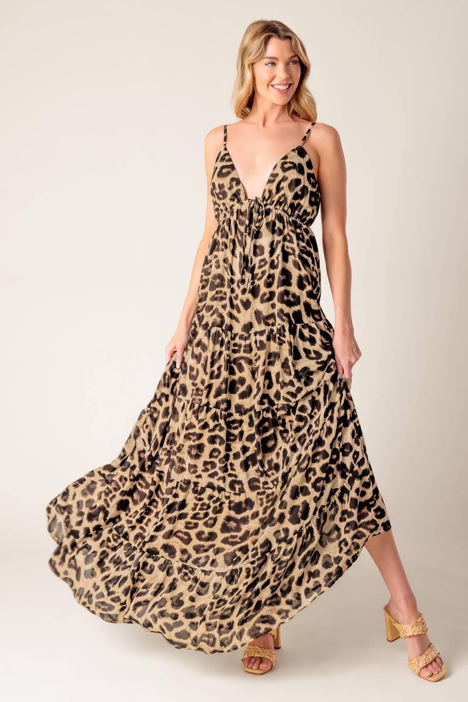 BEACH BUM LEOPARD WOVEN MAXI DRESS Flying Tomato
