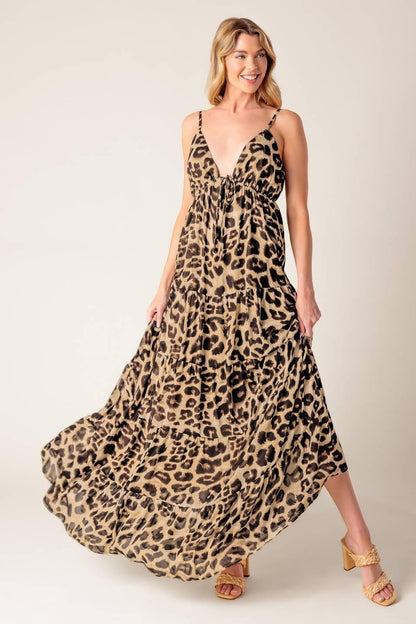BEACH BUM LEOPARD WOVEN MAXI DRESS Flying Tomato