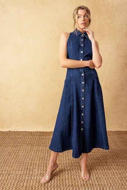COOL GIRL DENIM MIDI DRESS Flying Tomato
