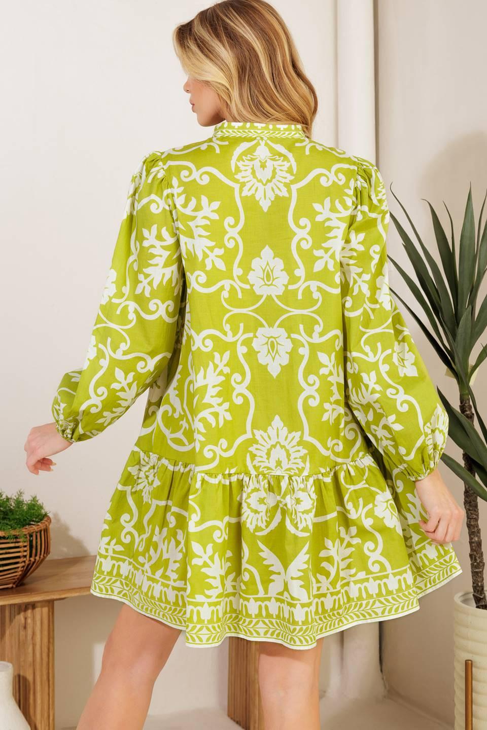 CATCHING FLIGHTS LIME WOVEN MNI DRESS Flying Tomato