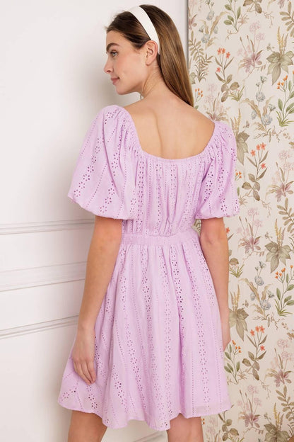 MIDNIGHT MIRAGE GOWN WOVEN EYELET MINI DRESS Flying Tomato
