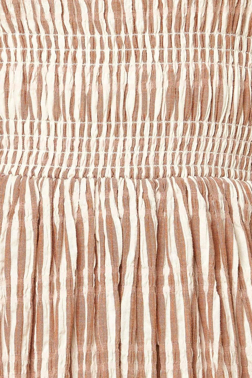 VALHALLA BROWN STRIPED WOVEN MIDI DRESS Flying Tomato