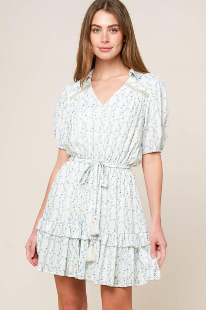SKYWARD BLUE WOVEN MINI DRESS Flying Tomato