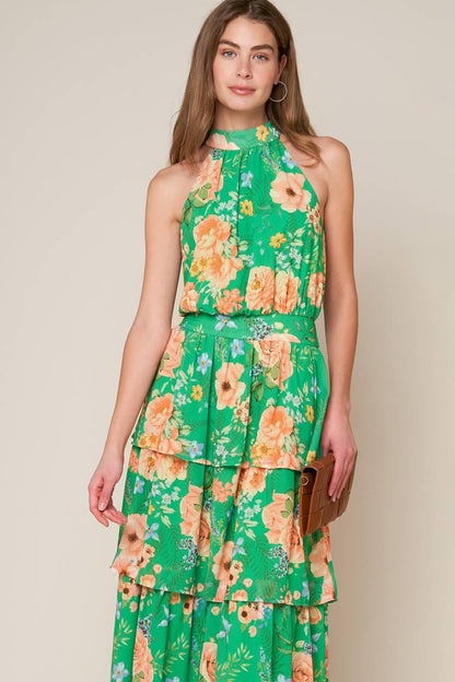 PORCELAIN BLOOM WOVEN MAXI DRESS Flying Tomato