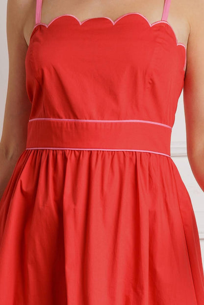 RUSTIC DREAM RED WOVEN MIDI DRESS Flying Tomato