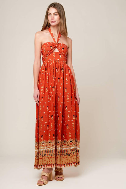 SIDEWALK CAFÉ TERRACOTTA WOVEN MAXI DRESS Flying Tomato