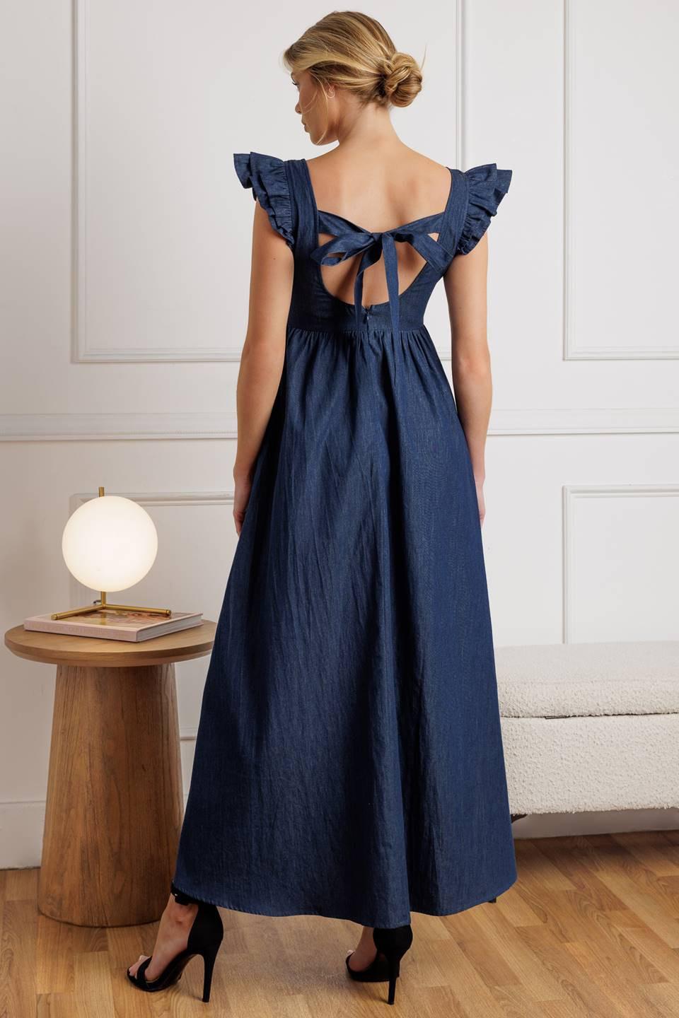 KILLING TIME CHAMBRAY MIDI DRESS Flying Tomato