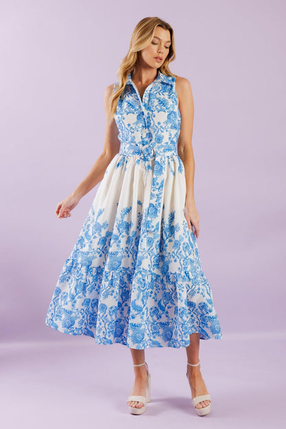 PALM SHORES WOVEN MIDI DRESS Flying Tomato