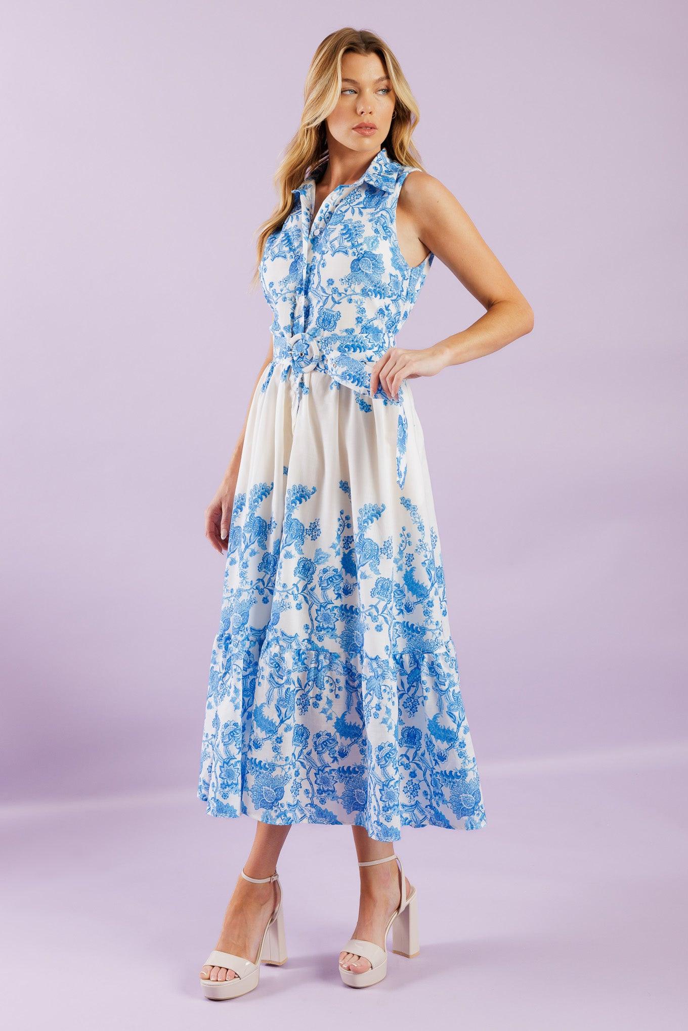 PALM SHORES WOVEN MIDI DRESS Flying Tomato