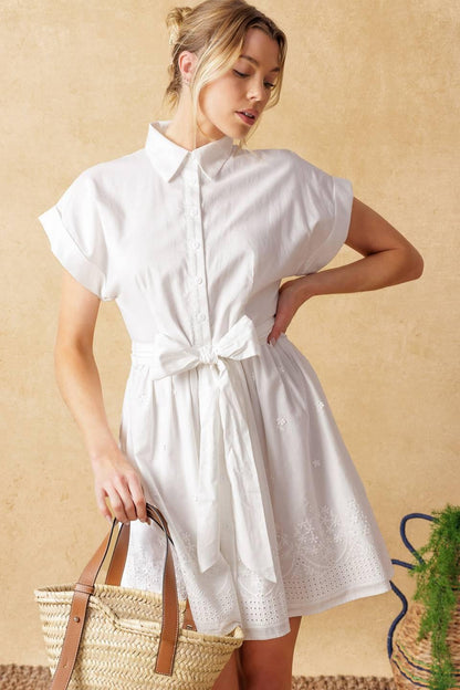 FEEL THE VIBE WOVEN MINI DRESS Flying Tomato