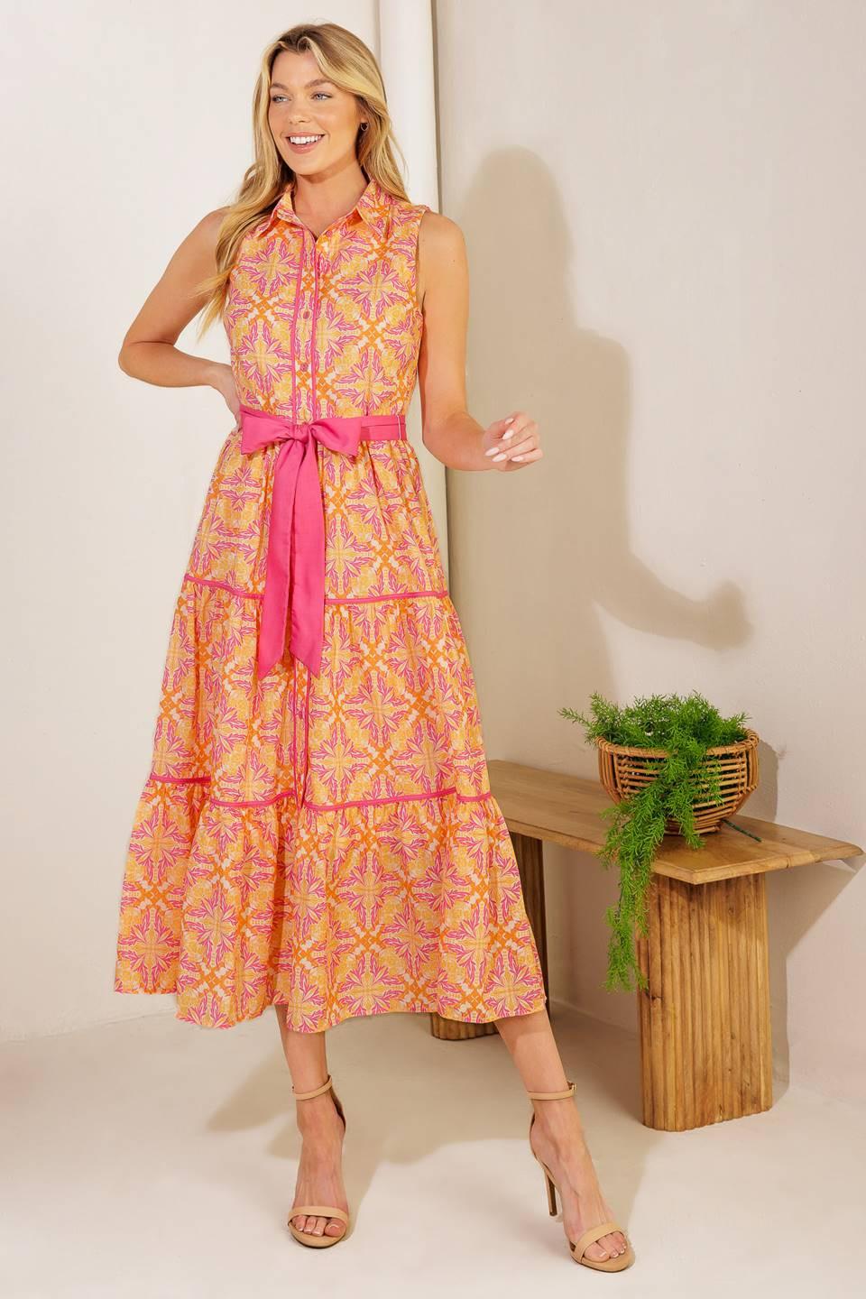 RAINFOREST RADIANCE WOVEN MIDI DRESS Flying Tomato