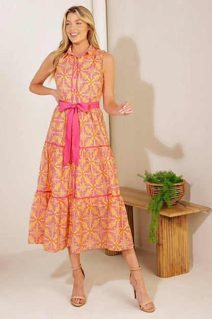 RAINFOREST RADIANCE WOVEN MIDI DRESS Flying Tomato