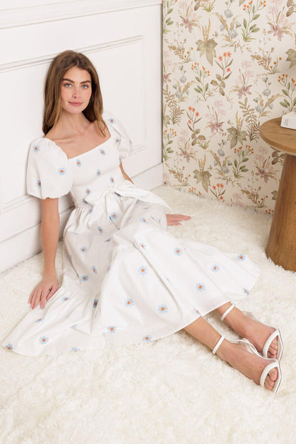 LUXE LAGOON EMBROIDERED MIDI DRESS Flying Tomato