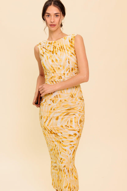 SWEET AS EVER POWER MESH BODYCON MIDI DRESS Flying Tomato