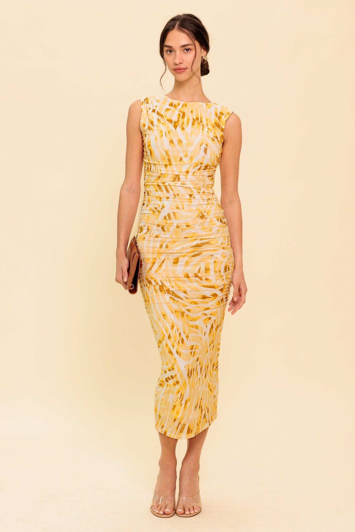 SWEET AS EVER POWER MESH BODYCON MIDI DRESS Flying Tomato